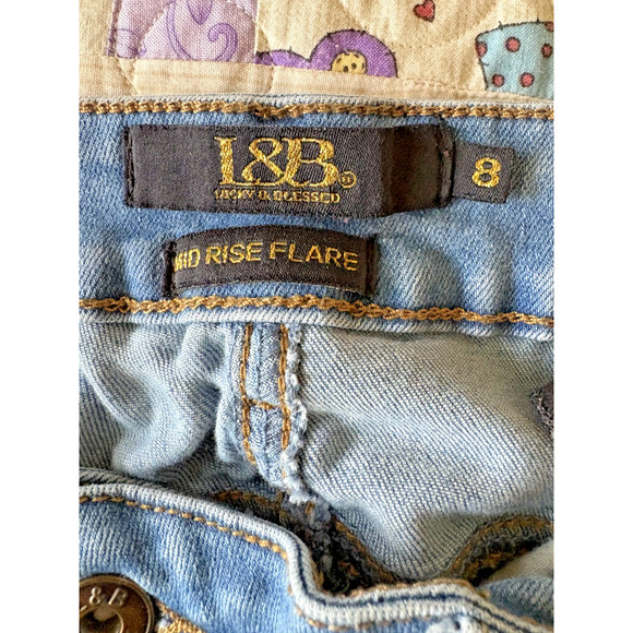 L&B Lucky & Blessed Bell Bottom Mid Rise Flare Jeans Stretch Women's Sz 8 - Picture 2 of 6